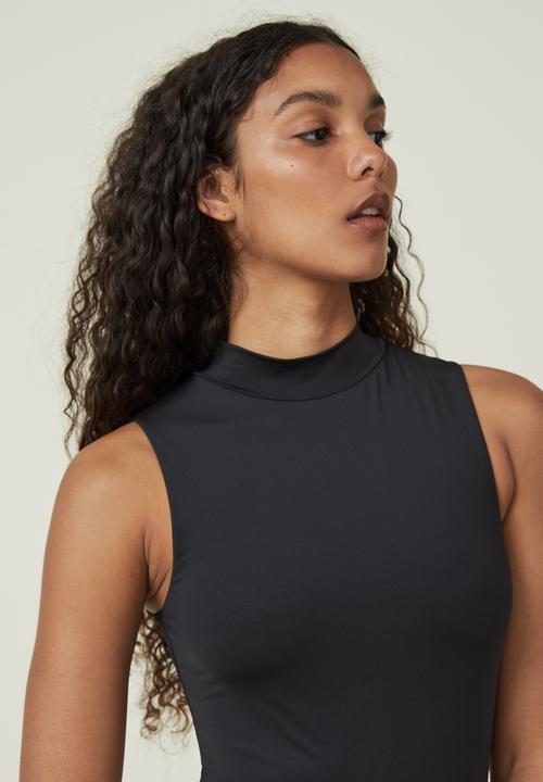 Cotton On - Sculpted mock neck sleeveless bodysuit - black