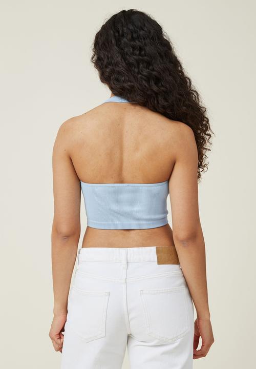 Cotton On - Seamless molly scoop neck halter - seaside blue