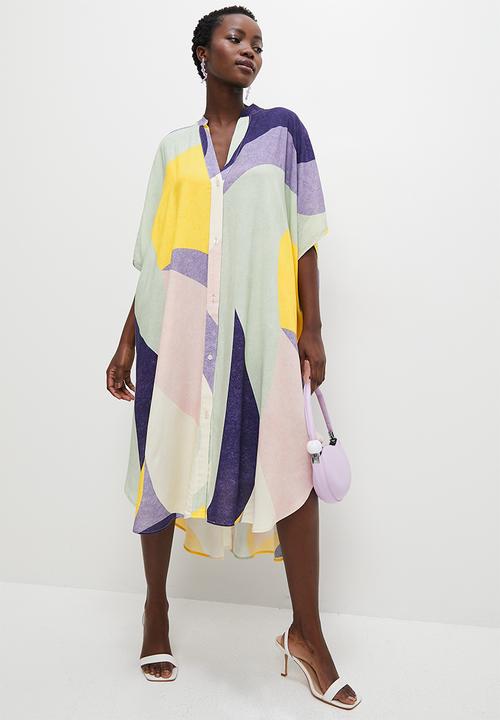 VELVET - Mandarin collar kaftan dress - abstract