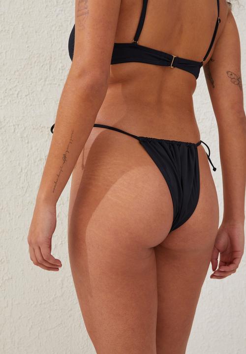 Cotton On - Tie side cheeky bikini bottom - black