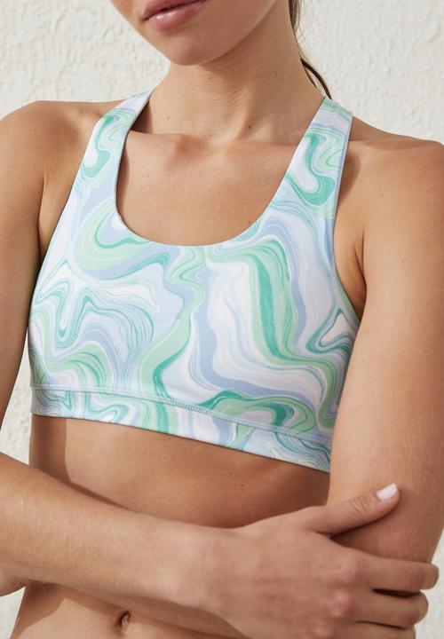 Cotton On - Lifestyle strappy crop - painterly marble cameo green