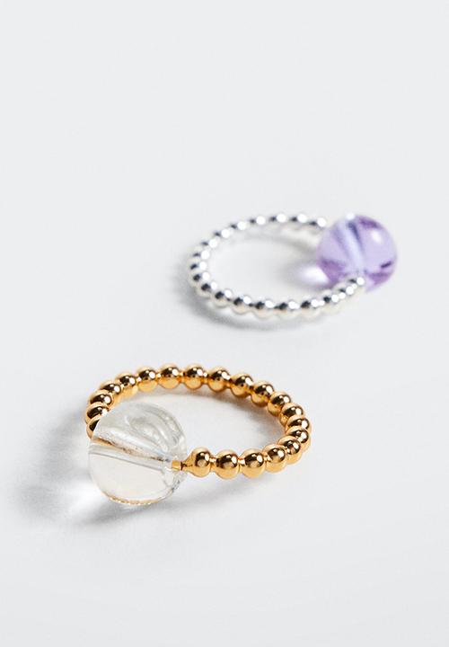 MANGO - Crystal ring set - gold