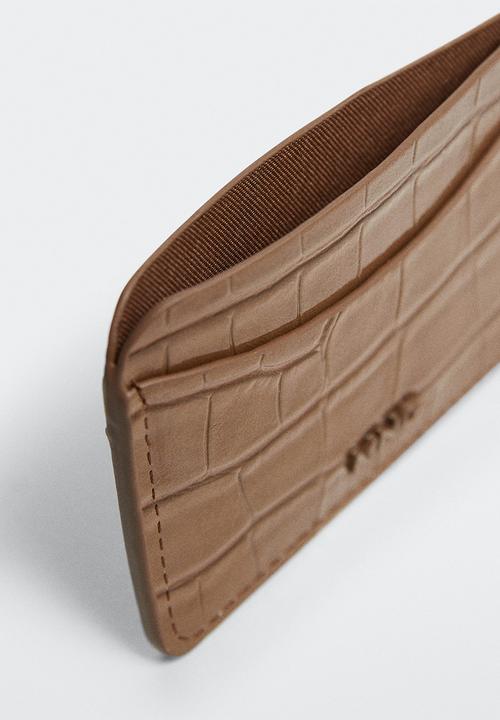 MANGO - Snake effect cardholder - brown
