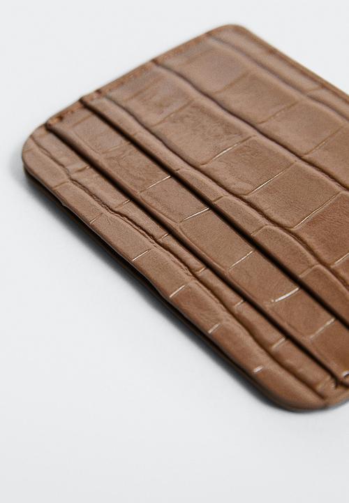 MANGO - Snake effect cardholder - brown