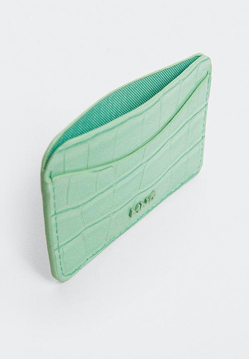 MANGO - Snake effect cardholder - pastel green