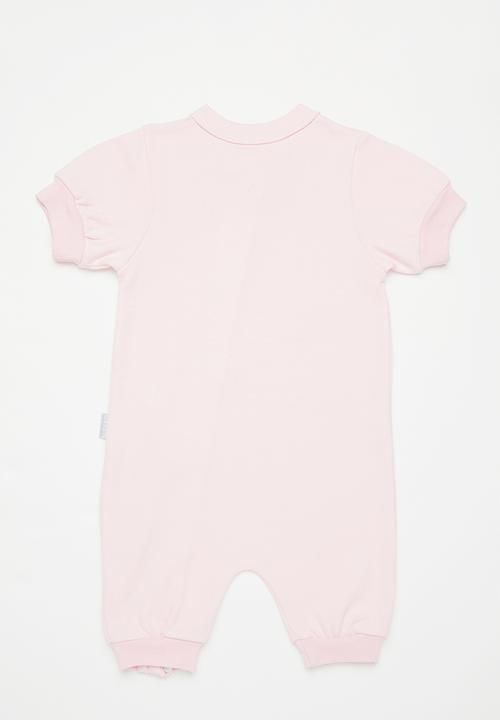 Little Lumps - Printed zip summer romper - pink