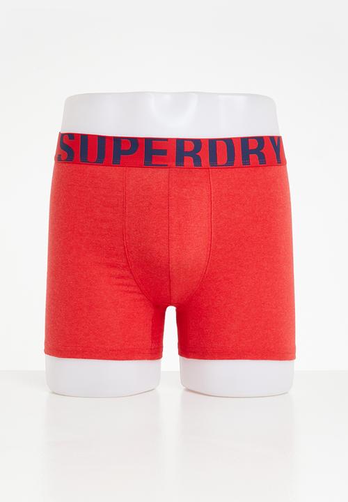 Superdry. - Boxer dual logo 2 pack - richest navy & risk red