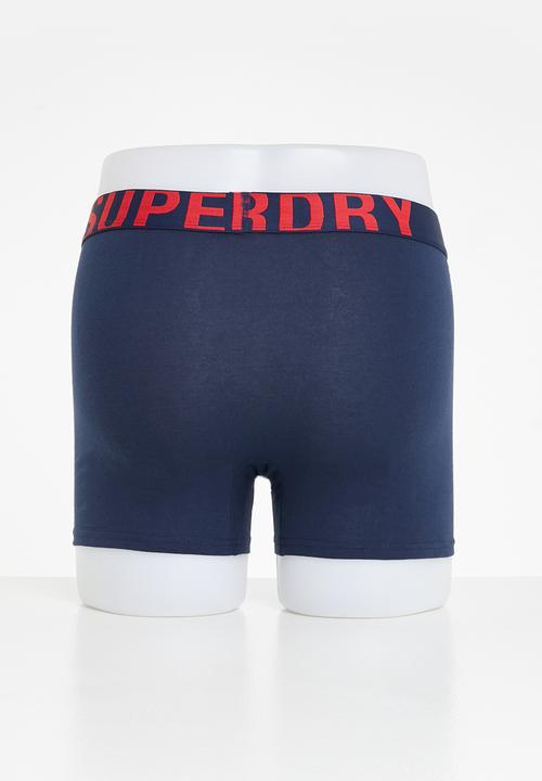 Superdry. - Boxer dual logo 2 pack - richest navy & risk red