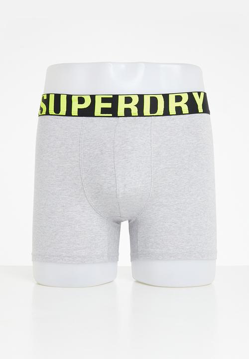 Superdry. - Boxer dual logo 2 pack - charcoal & grey 