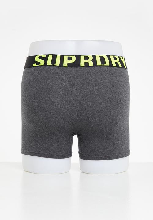 Superdry. - Boxer dual logo 2 pack - charcoal & grey 