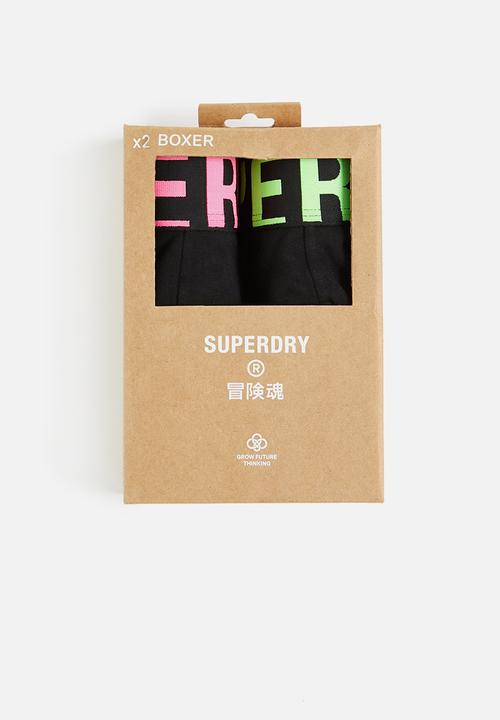 Superdry. - Boxer dual logo 2 pack - black