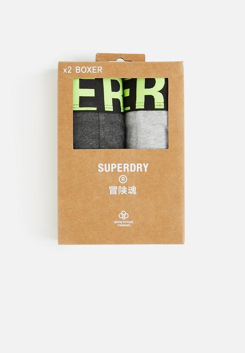Superdry. - Boxer dual logo 2 pack - charcoal & grey 