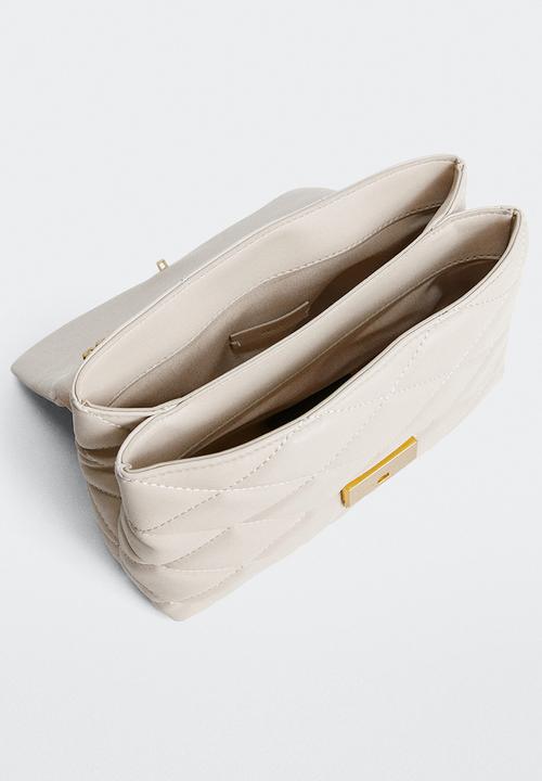 MANGO - Quilted chain bag - light pastel brown