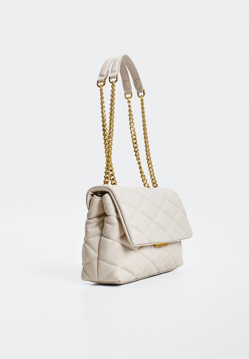 MANGO - Quilted chain bag - light pastel brown