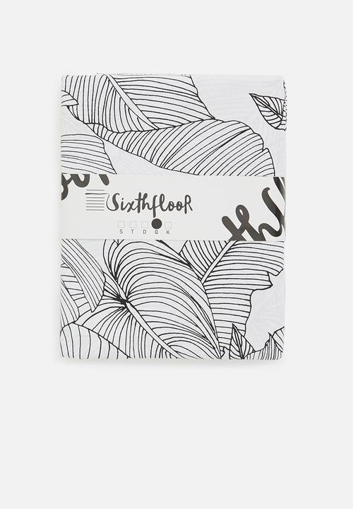 Sixth Floor - Linear tropical printed poly cotton duvet set - black & white