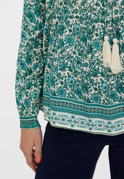 Vero Moda - Sana long sleeve peplum boho top - birch