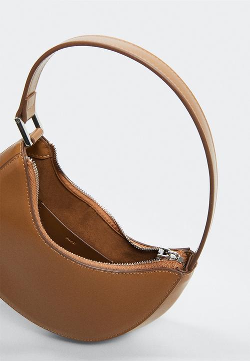 MANGO - Oval short handle bag - medium brown