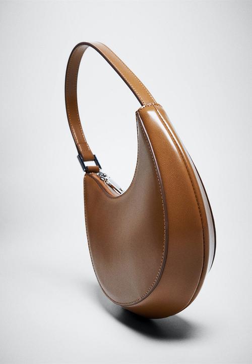 MANGO - Oval short handle bag - medium brown