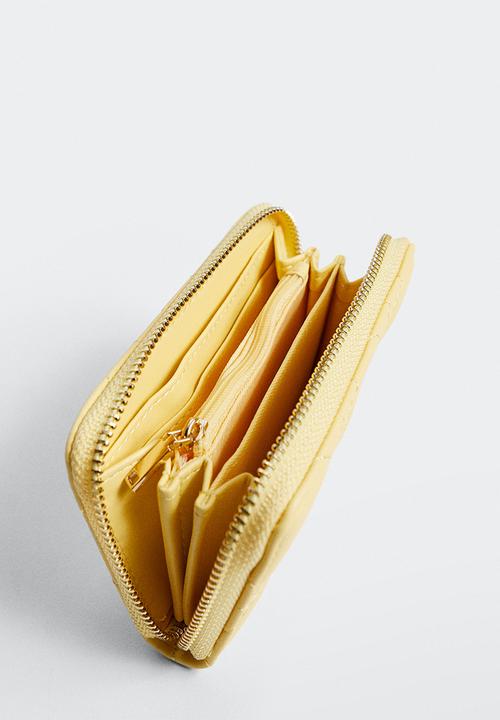 MANGO - Padded logo wallet - pastel yellow
