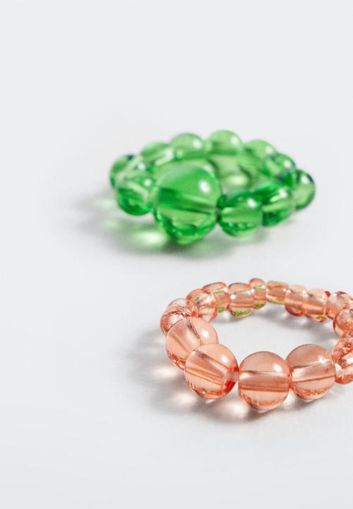 MANGO - Crystal ring set - pastel green