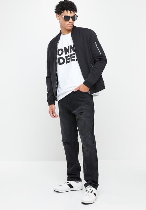 Jonathan D - Jones branded crew neck T-shirt with front print - box fit - white