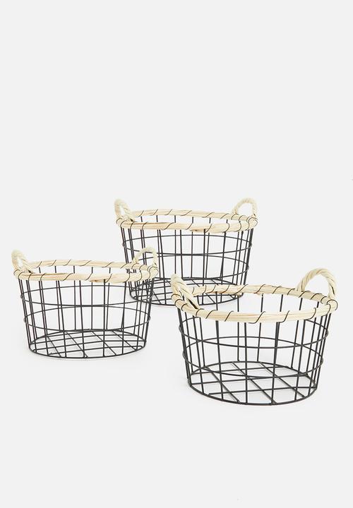 Storage Solutions - Basket organiser set of 3 - black