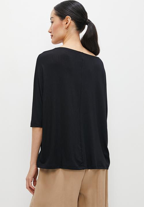 edit - One shoulder dolmain top - black