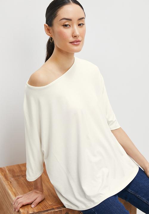edit - One shoulder dolmain top - milk