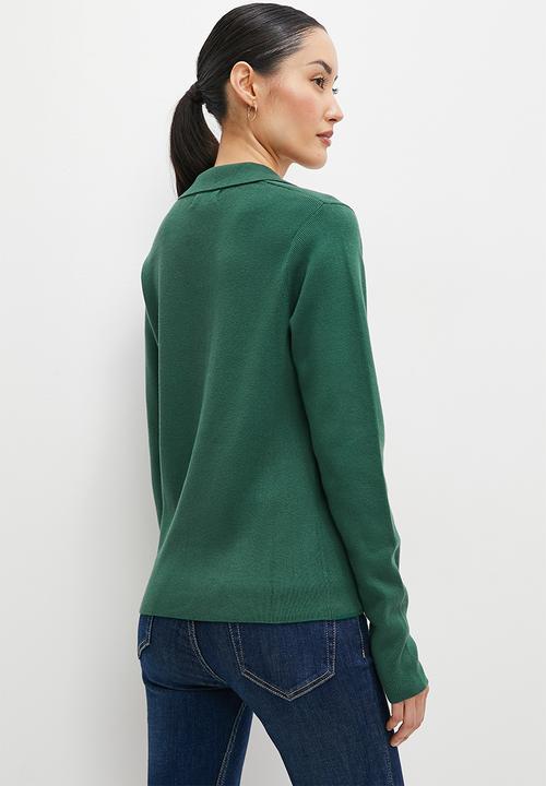 edit - Collared jumper - bottle green
