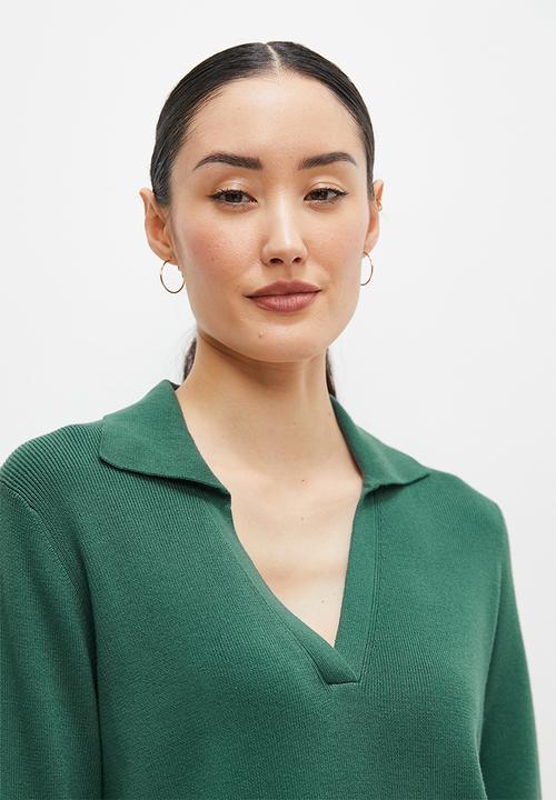 edit - Collared jumper - bottle green