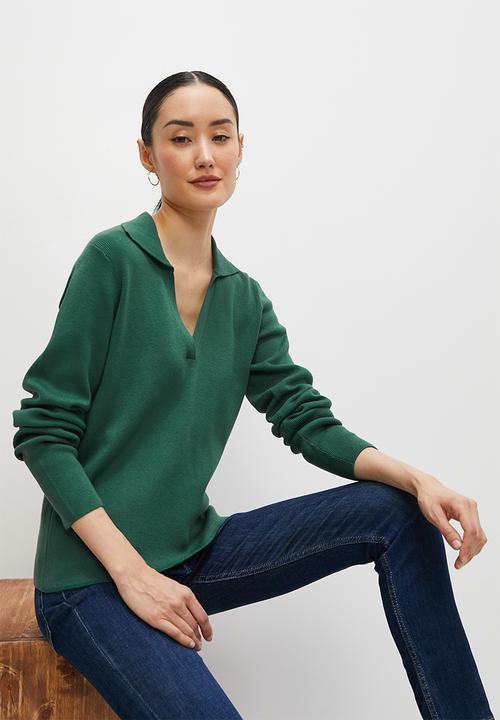 edit - Collared jumper - bottle green