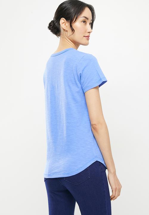 POLO - Hayley short sleeve cotton slub tee - blue