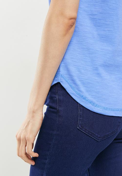 POLO - Hayley short sleeve cotton slub tee - blue