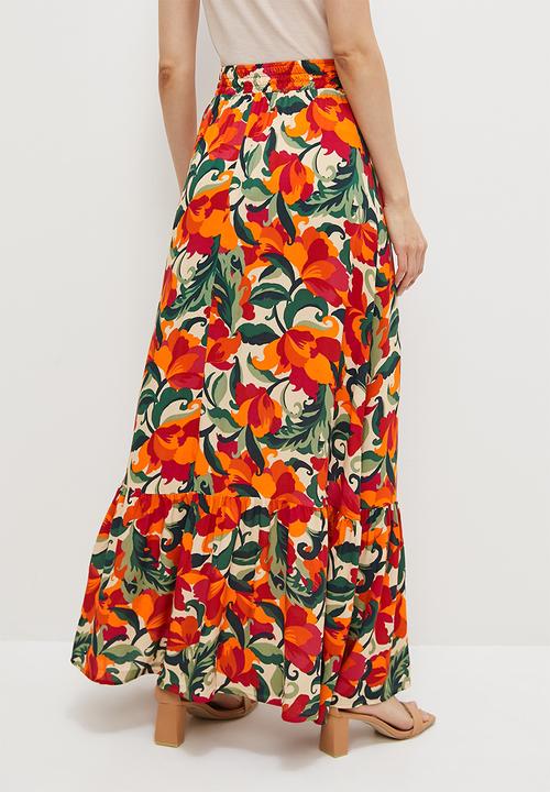 edit - Tiered boho maxi skirt - bold oriental