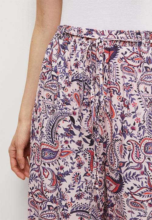 edit - Pull on tie belted wide leg pant - pretty paisley