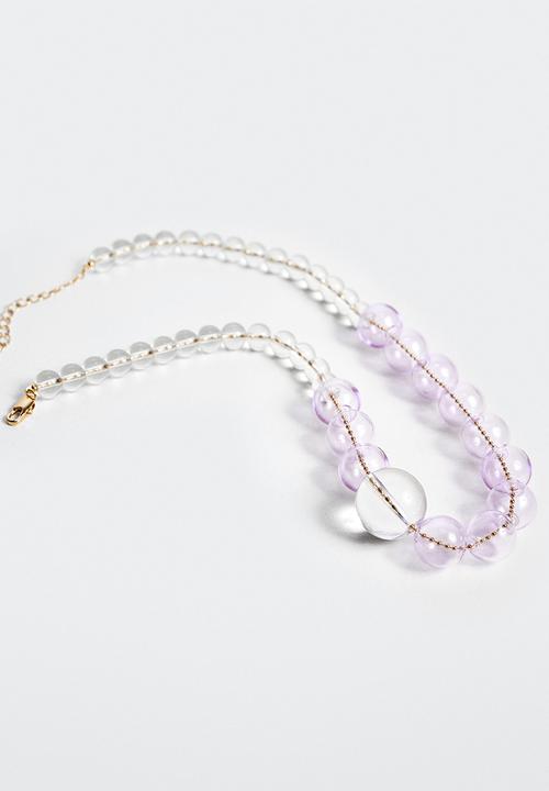 MANGO - Crystal bead necklace - lilac
