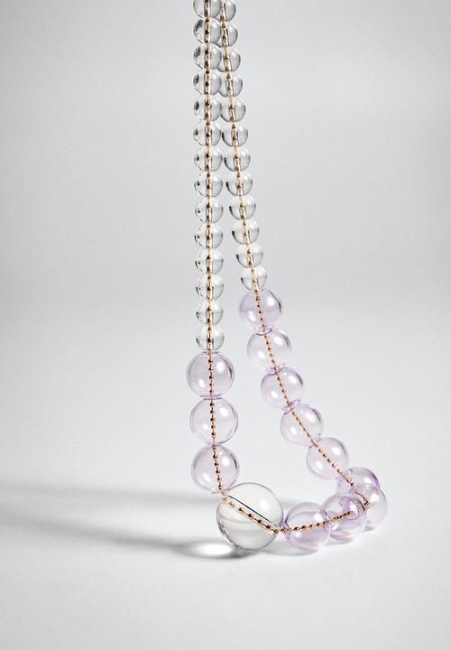MANGO - Crystal bead necklace - lilac