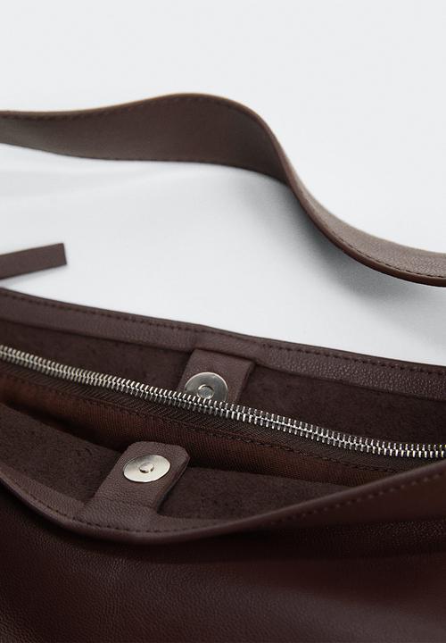 MANGO - Fringe leather bag - chocolate