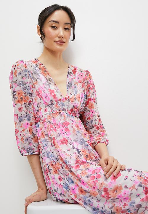 MILLA - Mesh empire midi dress - multi
