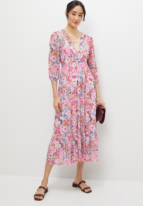 MILLA - Mesh empire midi dress - multi