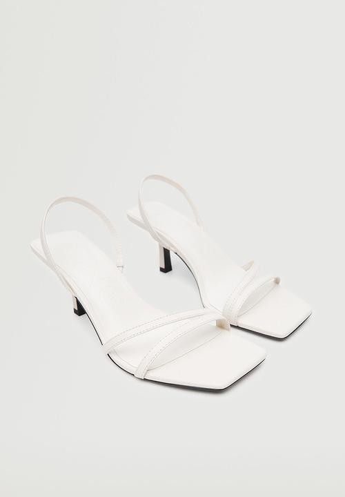 MANGO - Triangle strappy heeled leather sandal - white