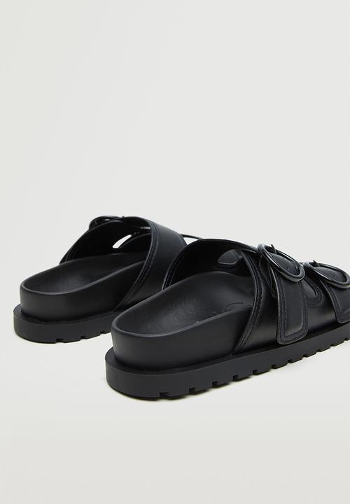 MANGO - Round sandal - black