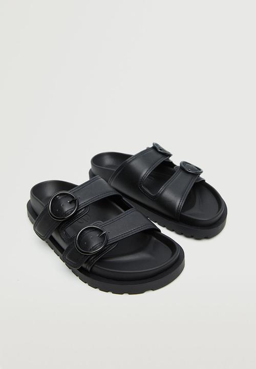MANGO - Round sandal - black