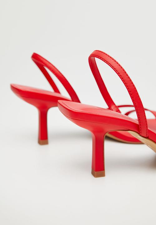 MANGO - Triangle strappy heeled leather sandal - red