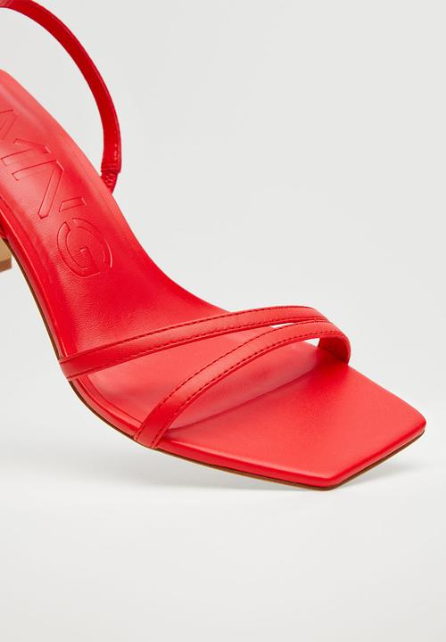 MANGO - Triangle strappy heeled leather sandal - red