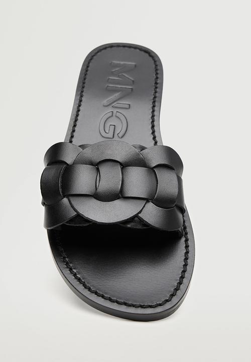 MANGO - River leather sandal - black