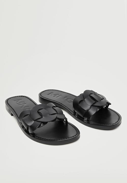 MANGO - River leather sandal - black