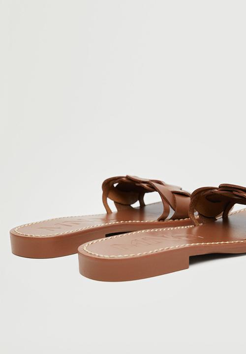 MANGO - River leather sandal - medium brown