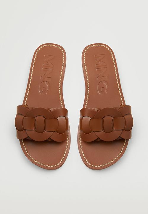 MANGO - River leather sandal - medium brown