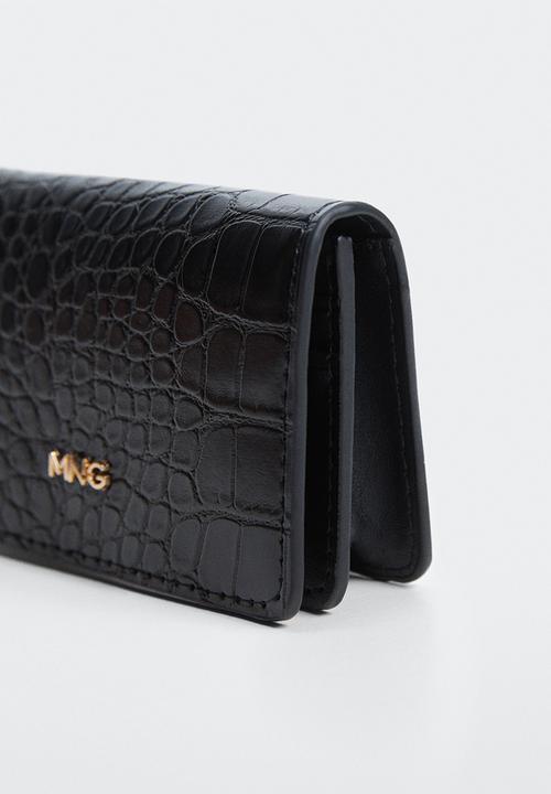 MANGO - Croc-effect wallet - black